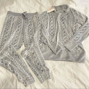 Plush Fuzzy Fleece Shaved Cable Pattern Lounge Set